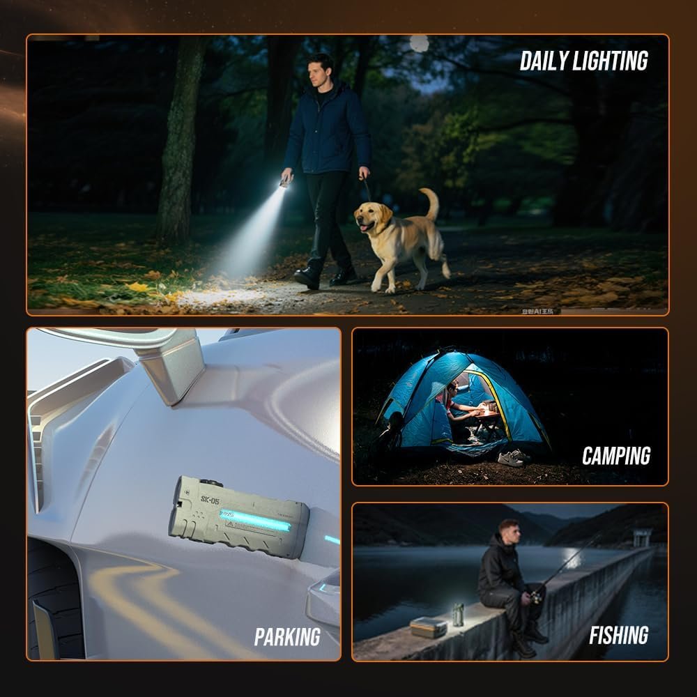 LOOP GEAR SK05 PRO Mao EDC Flashlight 4360 Lumens, 8000mAh Rechargeable LED Flashlight & Power Bank, 3-in-1 Lighting Modes (Flood/Spot/Side Light) - Image 7