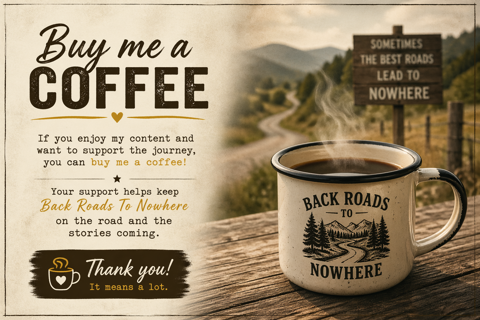 Buy Me a Coffee — Back Roads To Nowhere