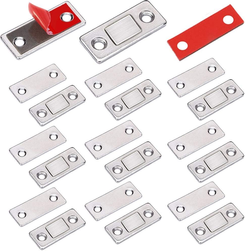 Cabinet Door Magnets Jiayi 10 Pack Ultra Thin Magnetic Door Catch Stainless Steel Drawer Magnet Catch for Sliding Door Closure Kitchen Cabinet Closer Cupboard Closet Door Magnetic Latches Hardware - Image 2