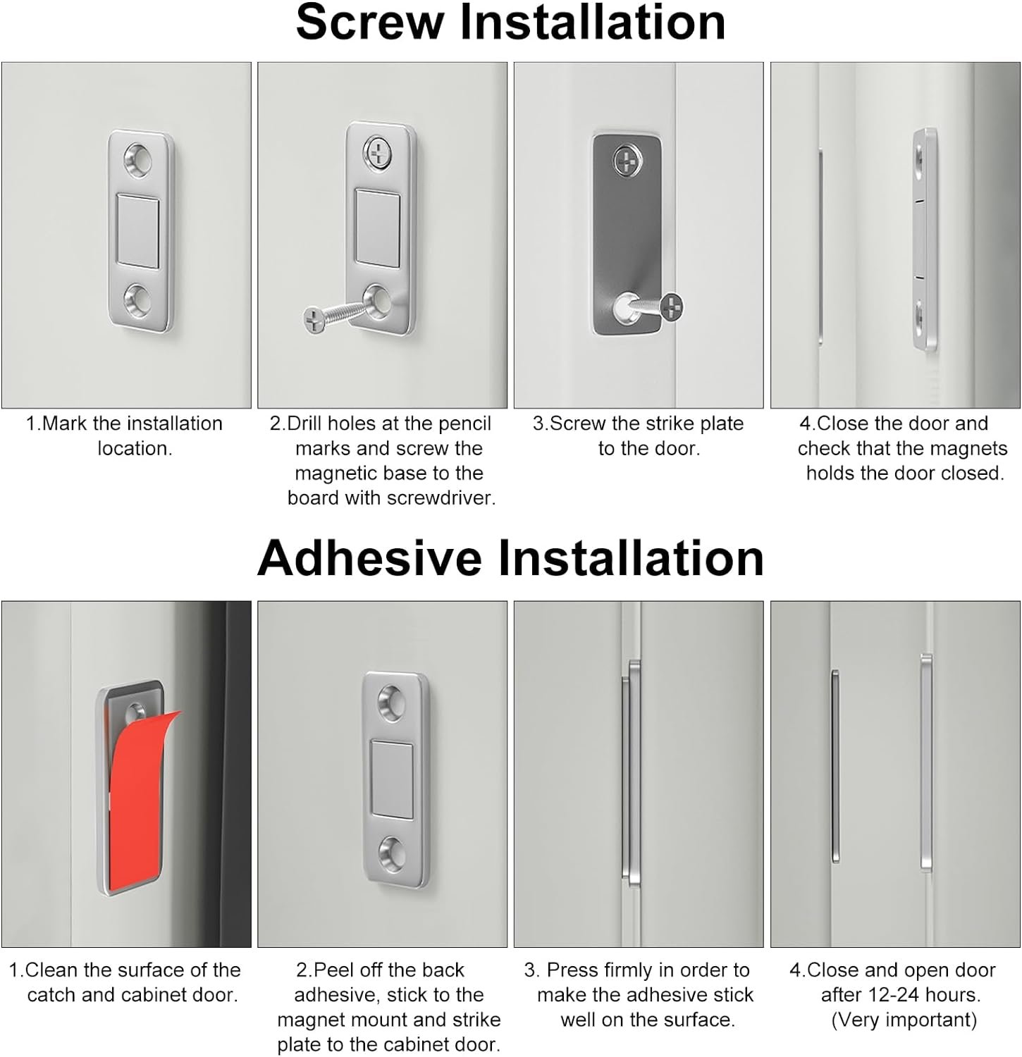 Cabinet Door Magnets Jiayi 10 Pack Ultra Thin Magnetic Door Catch Stainless Steel Drawer Magnet Catch for Sliding Door Closure Kitchen Cabinet Closer Cupboard Closet Door Magnetic Latches Hardware - Image 3