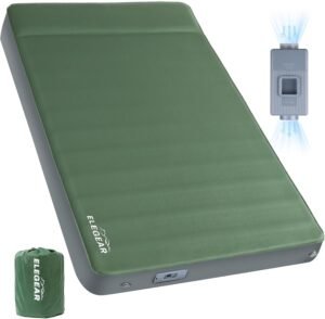 Elegear CumbreX™ Air & Foam Self Inflating Sleeping Pad, Built-in Electric Pump 4" Ultra-Thick Memory Foam Camping Mattress with Pillow Double Camping Pad 4-Season R-value 9.5 Camp Mat