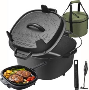HITROCK 5QT Cast Iron Camp Dutch Oven